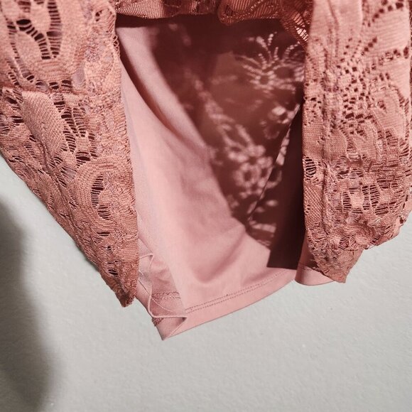 Meraki Womens Large Off-Shoulder Lace Blouse Bell Sleeves Mauve Crop top - Picture 11 of 15